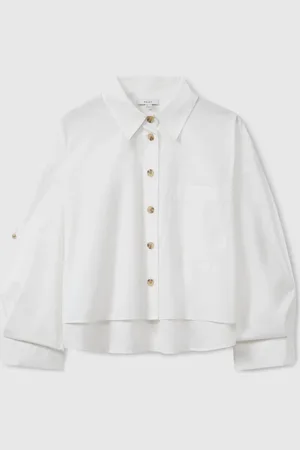 Reiss Solene Cropped Cotton Shirt38