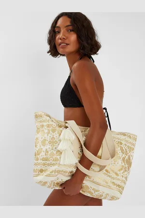 Accessorize Metallic Print Canvas Beach BagJeden