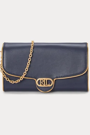 Ralph Lauren Blue Adair Leather Chain Crossbody Clutch BagJeden