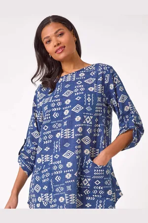 Roman Longline Print Tunic 100% Cotton Top38