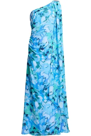 Gina Bacconi Blue Amelie Printed Chiffon Maxi Dress With Beaded Shoulder38