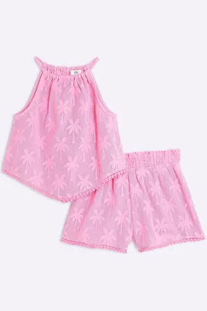 River Island Girls Palm Hanky Hem Shorts Set146152 cm