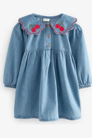 Next Cherry Embroidered Collar 100% Cotton Dress (3mths-8yrs)3