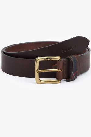 Barbour Pasek skórzany Esk z pętelką w szkocką kratęL