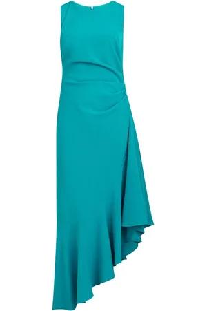 Gina Bacconi Green Paige Asymmetric Frill Hem Dress44
