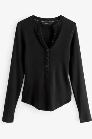 Next Ribbed Button Detail Long Sleeve Henley Top48 mały