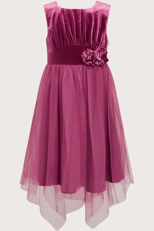 Monsoon Sleeveless Velvet Mesh Corsage Dress4 lat (104 cm)