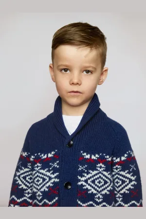 The Little Tailor Kids Brown Aztec Chunky Knit Christmas Cardigan4