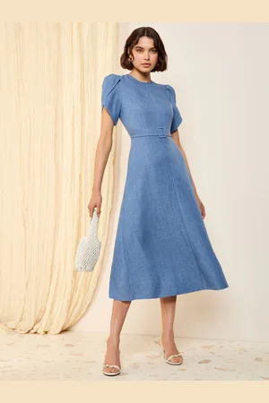 Friends Like These Petal Sleeve Midi A Line Belted Dress42
