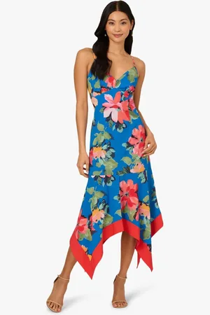 Adrianna Papell Blue Handkerchief Floral DressEU 46 (UK 18)