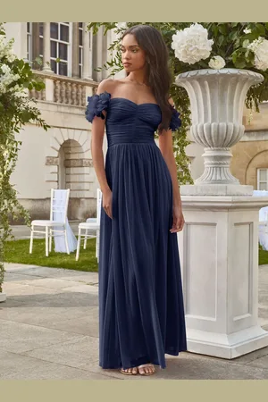 Lipsy London 3D Floral Trim Bardot Bridesmaid Maxi Dress44