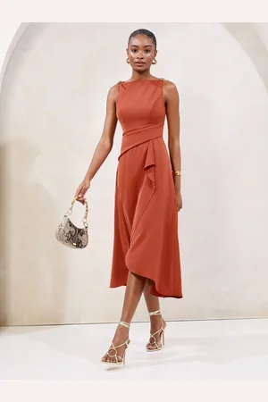 Lipsy London Wrap Metal Trim Fit And Flare Midi Dress42