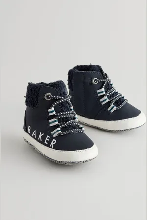 Ted Baker Granatowe buty chłopięce z wykończeniem ze sztucznego kożuszka3