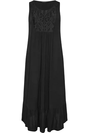 Evans Curve Crinkle Broderie Maxi Blue Dress50-52