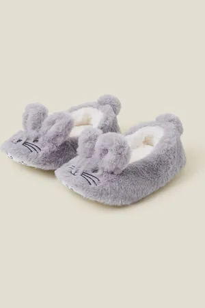 Accessorize Girls Faux Fur Bunny Ballerina Slippers13-1 EU 33
