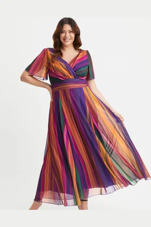 Scarlett & Jo Isabelle Multi Stripe Float Sleeve Maxi Dress42