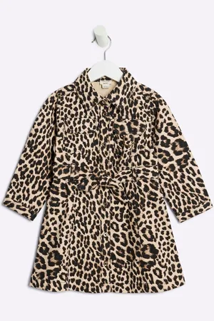 River Island Girls Denim Leopard Print 100% Cotton Dress2