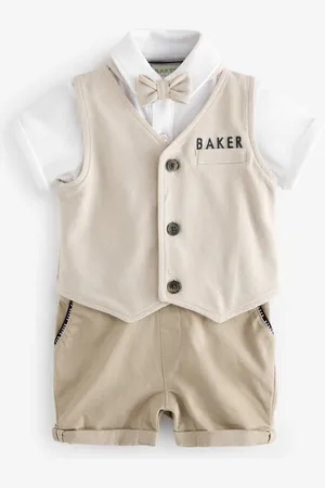 Ted Baker Stone 100% Cotton Smart Bow Tie Rompersuit1.5