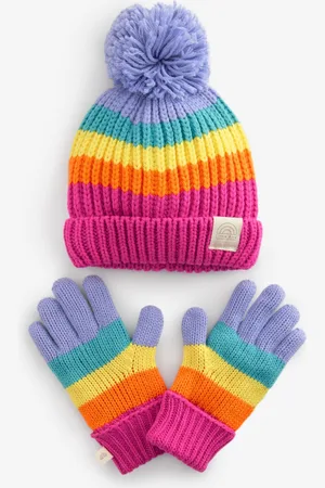 Little Bird Rainbow Striped Mittens/Gloves Set1