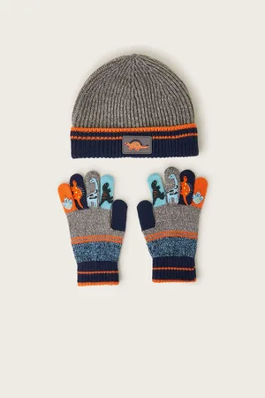 Monsoon Dinosaur Stripe Beanie Hat Set6