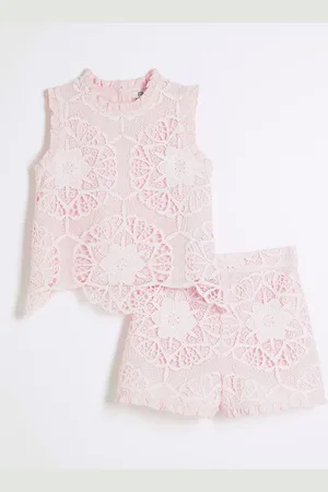 River Island Girls 100% Cotton Lace Top and Shorts Set146152 cm