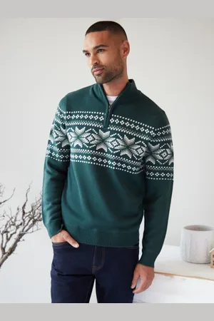 Threadbare Quarter Zip Christmas Knitted JumperXL