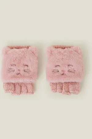 Accessorize Girls Cat Fingerless Mitten Gloves9
