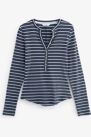 Next Ribbed Button Detail Long Sleeve Henley Top44 mały