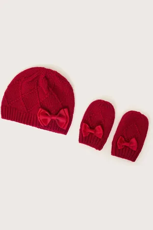 Monsoon Baby Bow Hat and Mittens Set0