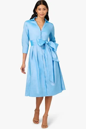 Adrianna Papell Blue Taffeta Shirt Dress46