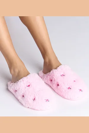 Boux Avenue Candy Pink Floral Embroidered Mule SlippersUK 7