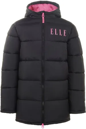 Elle Junior Girls Longline Puffer Black Jacket14