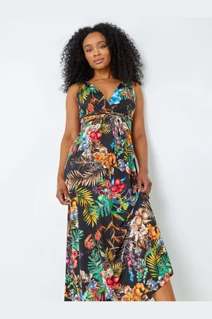 Roman Petite Tropical Print Maxi Dress44