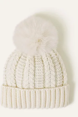 Accessorize Faux Fur Pom-Pom Beanie HatJeden