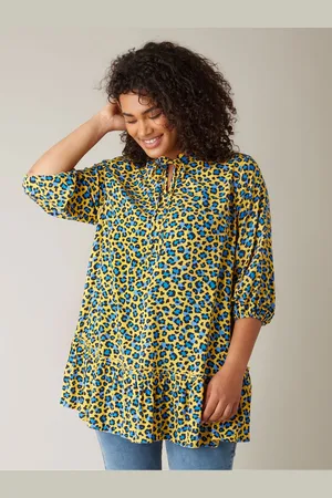 Evans Tie-Neck Frilled Hem Tunic50-52