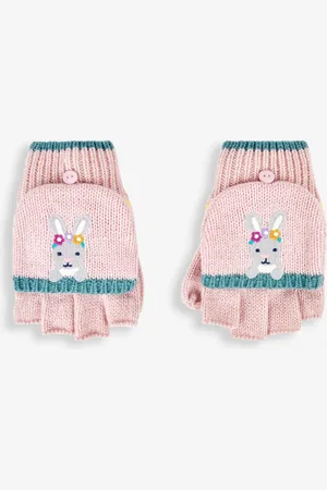 JoJo Maman Bébé Rękawiczki ze wzorem w paski i motywem króliczka1