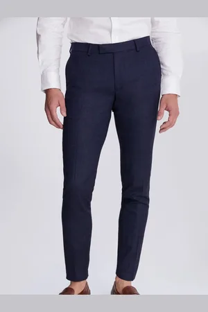 Moss Slim Fit Blue Twisted Trousers40W x 33L (UK 40 L)
