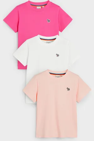 Paul Smith Zestaw 3 różowych koszulek dziewczęcych Signature, 100% bawełna12 lat (152 cm)