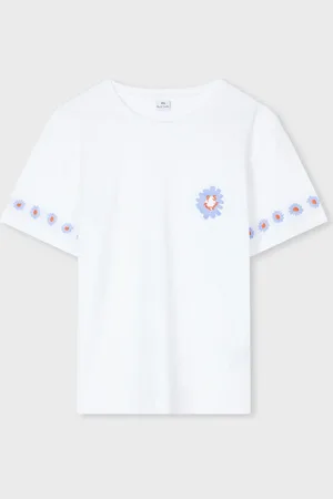 Paul Smith Daisy Print 100% Organic Cotton White T-ShirtS
