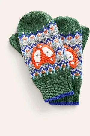 Boden Fox Fair Isle Pattern Novelty Mittens9