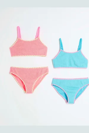 River Island Girls Crinkle Textured Bikinis 2 Pack134140 cm