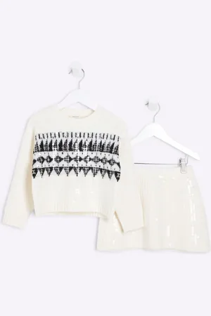 River Island Girls Sequin Fairisle Pattern Skirt Set3