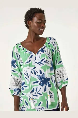 Roman Floral Print Tie Front Top46