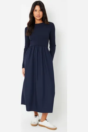 Threadbare Ribbed Jersey 2-in-1 Midi Dress with Poplin Skirt42