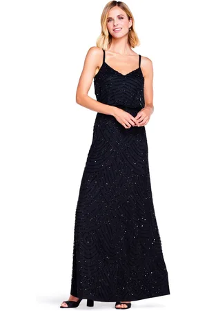 Adrianna Papell Black Blouson Beaded Dress40