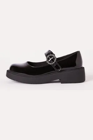 Lipsy London Faux Leather Chunky Gem Buckle Mary Jane School ShoeEU 34.5 (UK 2)