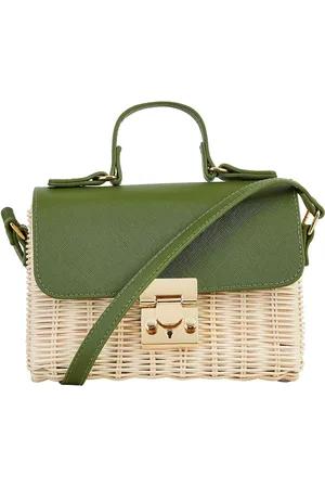 Yumi Faux Fur Leather Rattan Bag With Handle And Shoulder StrapJeden
