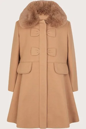 Monsoon Faux Fur Collar Bow Swing Coat12