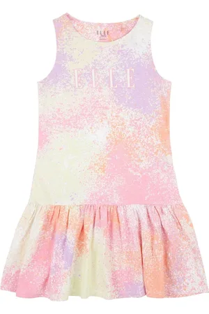 Elle Junior Girls Pink 100% Cotton Sleeveless Ruffled Hem Dress14