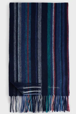 Paul Smith Navy Wool Zebra Print Logo ScarfJeden